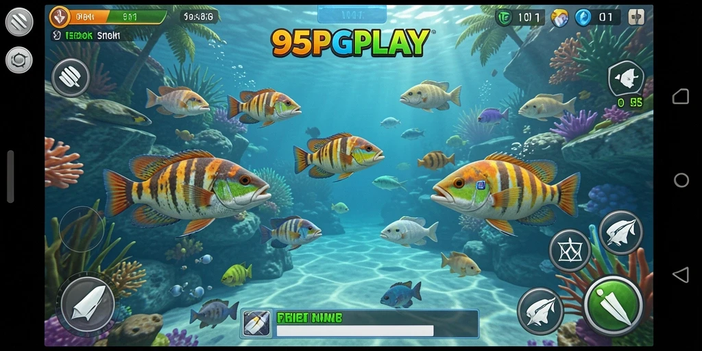Tangkapan layar gameplay seru 95PGPLAY dengan aksi Tembak Ikan.