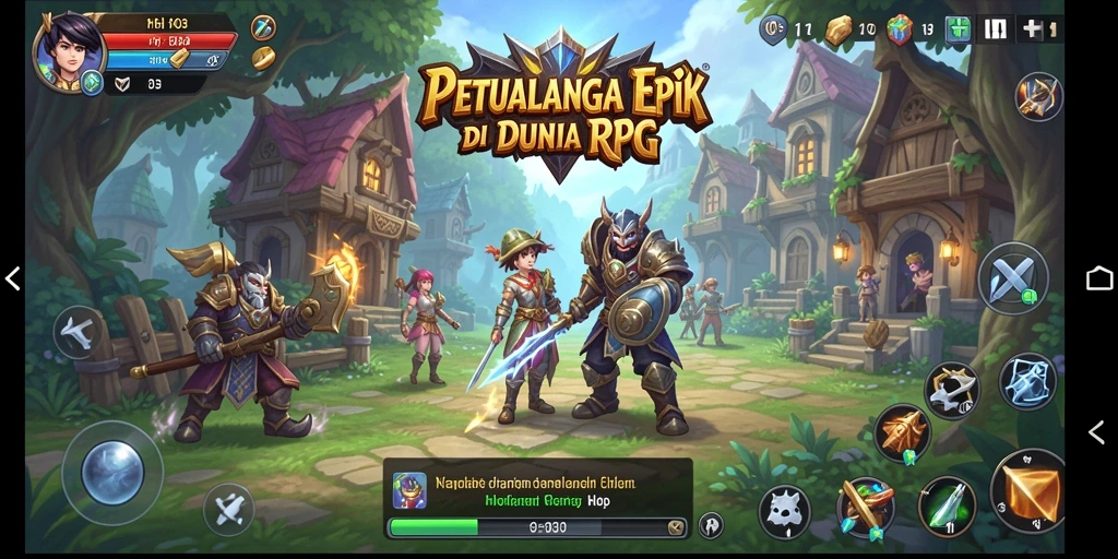 Tangkapan layar H03 menunjukkan aksi perjuangan karakter dalam petualangan RPG.