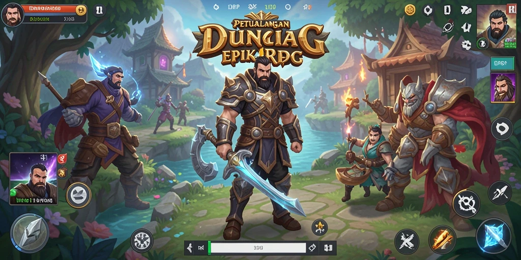 Tampilan menakjubkan dari gameplay RPG IDRRP dengan karakter dan dunia fantastis.