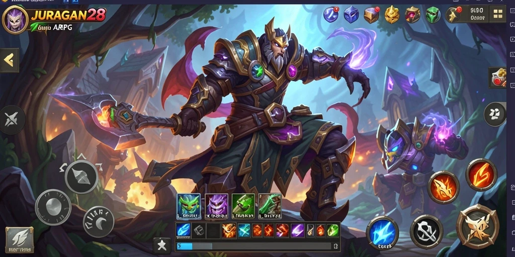 Tampilan seru gameplay ARPG di JURAGAN28 dengan karakter dan lingkungan menakjubkan.