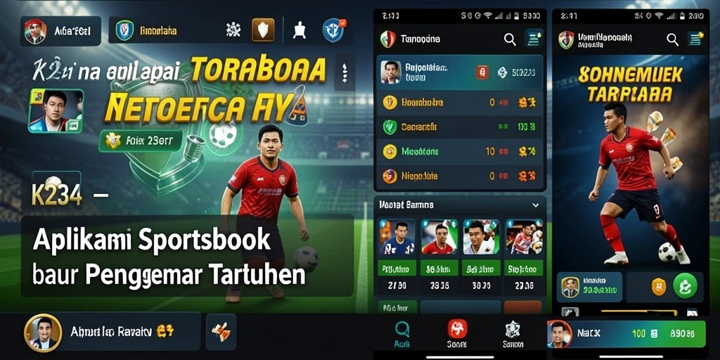 Tampilan gameplay aplikasi K234 yang menampilkan taruhan olahraga langsung.