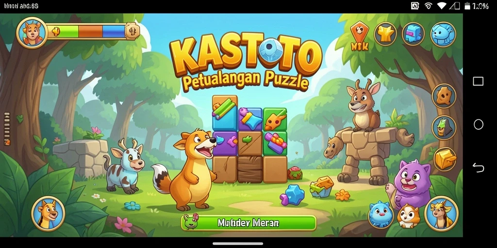 Tampilan screenshot KASTOTO menunjukkan gameplay puzzle yang seru dan menantang.