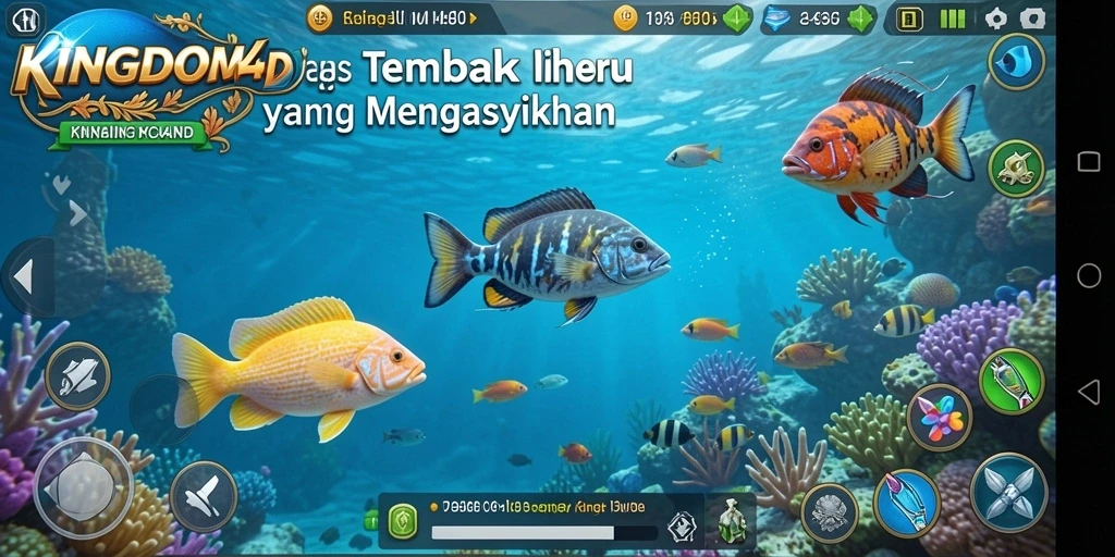 Tampilan gameplay KINGDOM4D yang menarik saat menembak ikan.