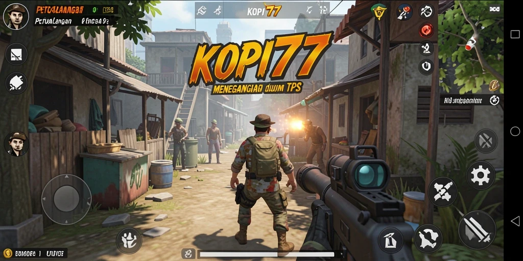 Screenshot menampilkan karakter pemain dalam aksi penuh di arena TPS.