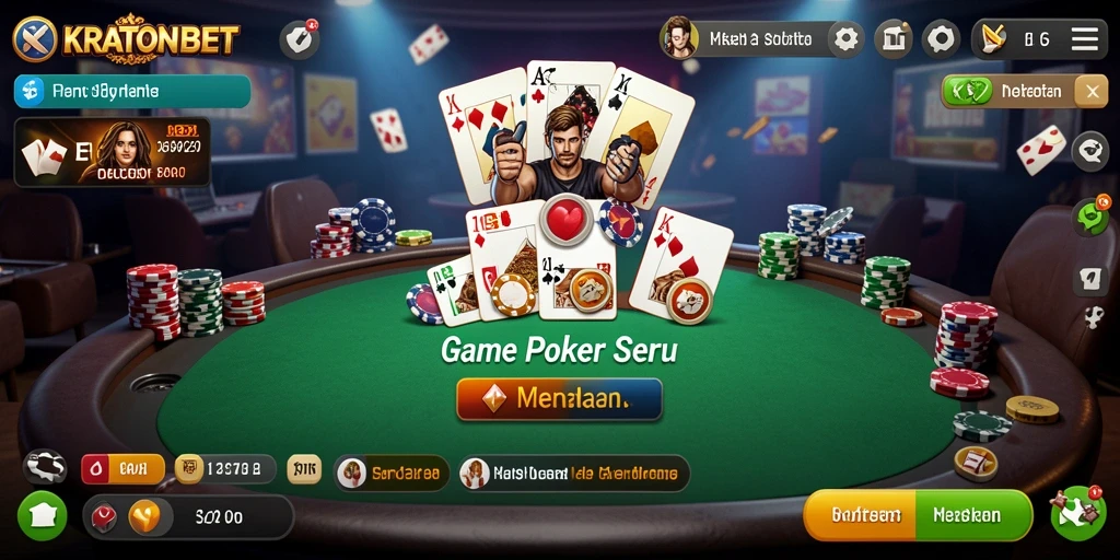 Tampilan gameplay Poker yang seru dan interaktif.