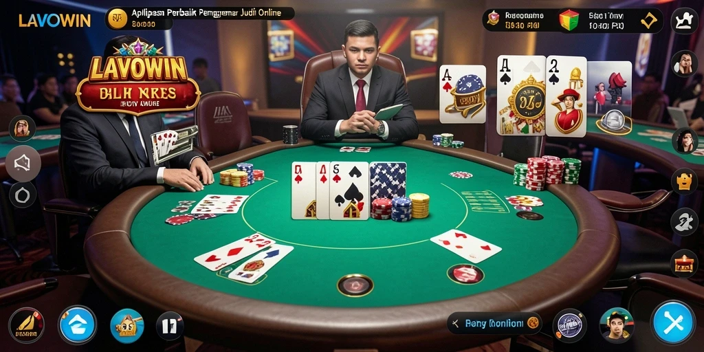 Tampilan gameplay poker yang seru di LAVOWIN.
