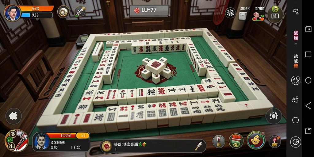 Screenshot utama UH77 menampilkan gameplay Mahjong yang menarik dan penuh tantangan.